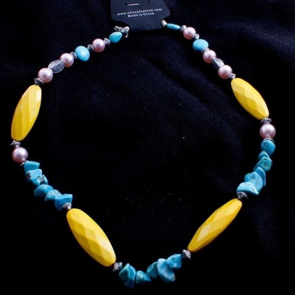 Chuns Fashion Turquoise Synthetic Yellow, Turquoise and Pearl Beads - Picture 3 of 4